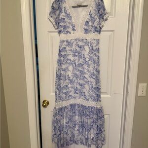 Taylor Blue and White Maxi Dress